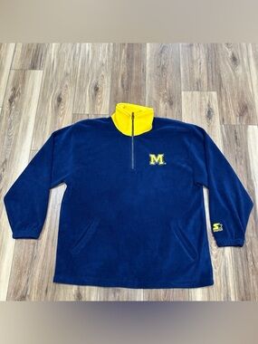 Vintage Starter Michigan Wolverines Fleece 1/4 Zip Pullover, Medium
